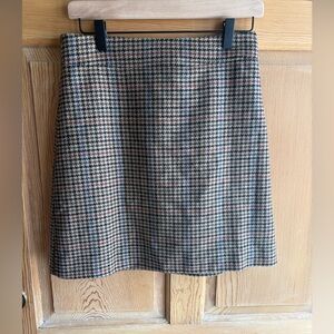 J. Crew Black and Brown Houndstooth A-Line Mini Wool Blend Skirt size 4